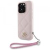 Husa pentru Apple iPhone 16 Pro, Karl Lagerfeld, Quilted Initial Logo &amp; Chain Strap, Roz