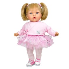 Papusa Nines D&#039;Onil Tita Star cu sunete, parul blond, rochie roz si miros de vanilie 45 cm