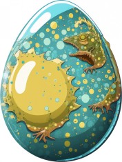Sticker decorativ, Ou-Dinozaur, Turcoaz, 79 cm, 8366ST-2 foto