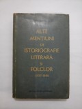 ALTE MENTIUNI DE ISTORIOGRAFIE LITERARA SI FOLCLOR 1957-1960 - PERPESSICIUS