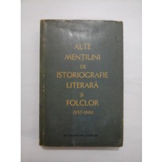 ALTE MENTIUNI DE ISTORIOGRAFIE LITERARA SI FOLCLOR 1957-1960 - PERPESSICIUS