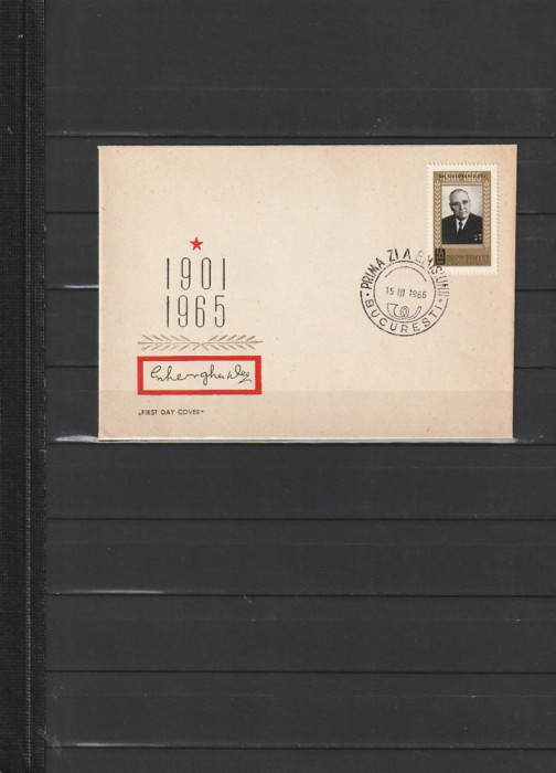 RO - FDC - GH. GEORGHIU-DEJ 1 AN DE LA MOARTE ( LP 623 ) 1966 ( 1 DIN 1 )