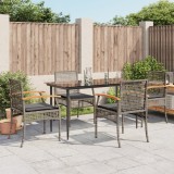 Cumpara ieftin Set mobilier de grădină cu perne, 5 piese, gri, poliratan