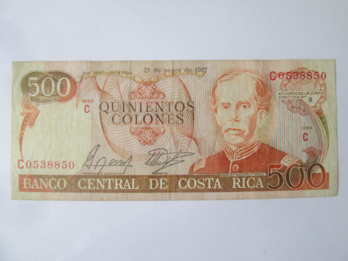 Costa Rica 500 Colones 1987 an rar