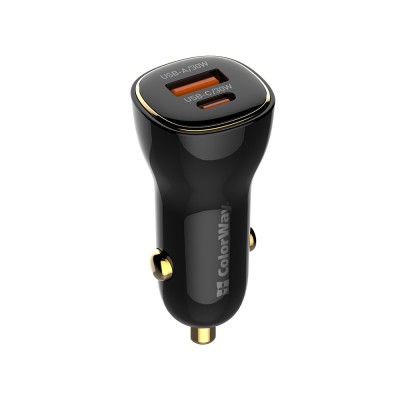 Incarcator auto Xiaomi Turbo Charge ColorWay, USB+Type-C, negru foto