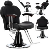 Scaun Frizerie BarberKing Olaf Enzo, Hidraulic, Rotativ 360&deg;, Rabatabil, Blocare, Reglabil, Piele Ecologica, Baza Solida, Negru
