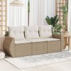 VidaXL Set canapele de grădină, 3 piese, cu perne, bej, poliratan 3221057