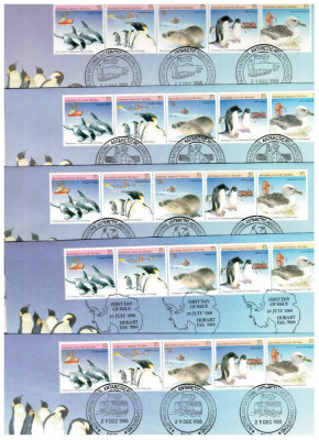 Australian Antarctic 1988 - Fauna, lot 5 plicuri FDC foto