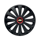 Set 4 capace roti Negre Cu Inel Rosu Trend R16 Compatibil Cu Chevrolet