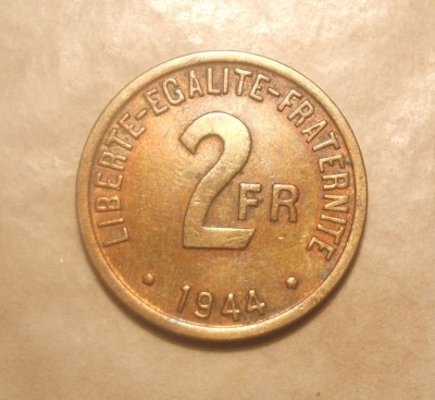 FRANTA 2 FRANCI 1944 OCUPATIE ALIATA foto