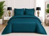 Cumpara ieftin Lenjerie de Pat Damasc Satinat Albastru, 6 Piese, Cearsaf cu Elastic 180x200 cm