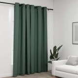 vidaXL Perdea opacă, aspect p&acirc;nză, cu ocheți, verde, 290x245 cm