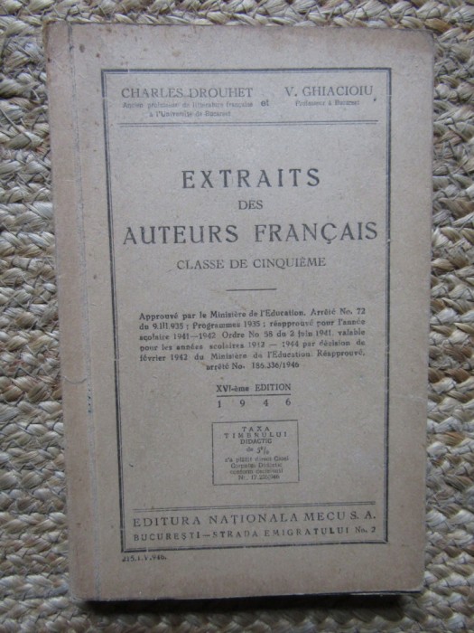 C Drouhet și V Ghiacioiu, Extraits des Auteurs Francais