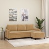 VidaXL Canapea cu 3 locuri și taburet, maro, 180 cm, catifea 3201062