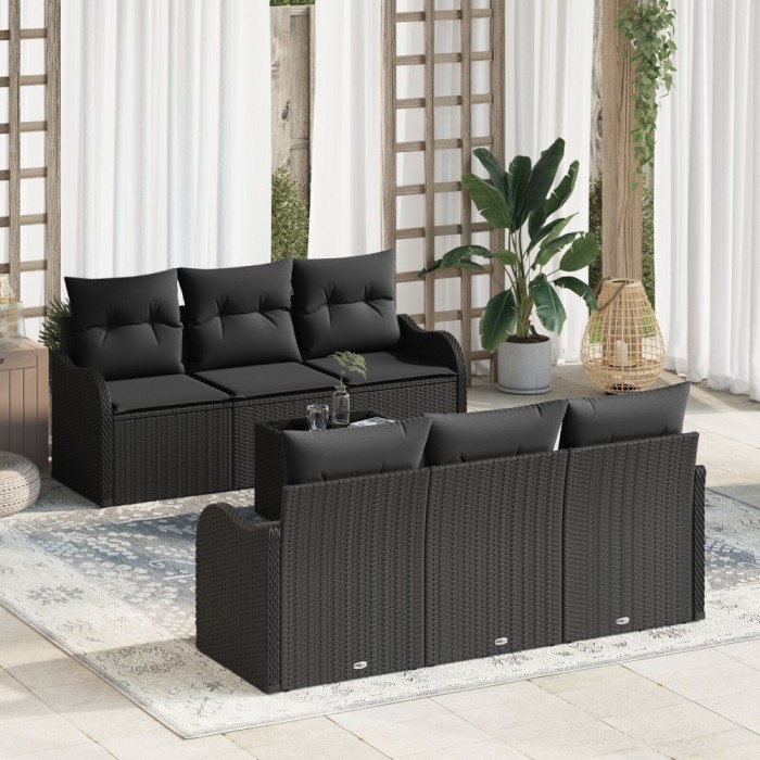 Gossi set de canapea de gradina cu perna neagra poliratan