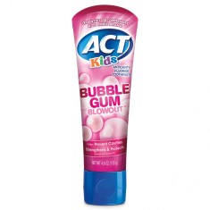Pasta de Dinti pentru Copii, Act, Bubble Gum Blowout, Aroma Guma de Mestecat, Varsta 2+ ani, cu Fluo