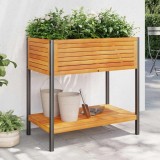vidaXL Jardinieră de grădină cu raft 80x45x80cm lemn masiv acacia/oțel 367617