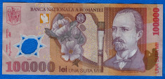 (3) BANCNOTA ROMANIA - 100.000 LEI 2001, POLYMER, PORTRET NICOLAE GRIGORESCU foto