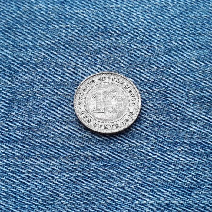 10 Cents 1902 Straits Settlements argint