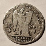 Franța 15 sols 1791 l /Limoges argint Ludovic XVl