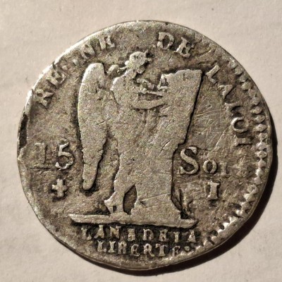 Franța 15 sols 1791 l /Limoges argint Ludovic XVl foto