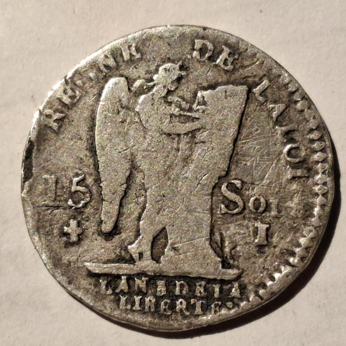 Franța 15 sols 1791 l /Limoges argint Ludovic XVl
