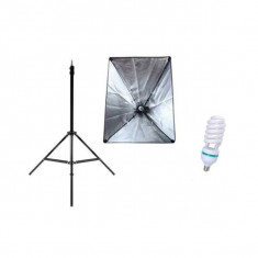 Kit Lumina Continua Softbox pentru Studio Foto sau Videochat cu 1 Bec E27 Inclus