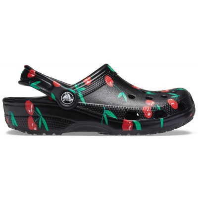 Saboti Crocs Classic Vacay Vibes Clog Negru - Black/Cherry foto