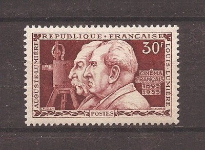 Franta 1955 - Frații Lumi&amp;eacute;re - Cea de-a 60-a aniversare a cinematografiei, MNH foto