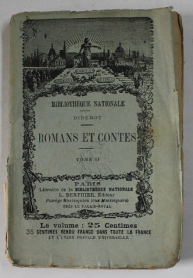ROMANS ET CONTES par DIDEROT , TOME II , 1891 foto