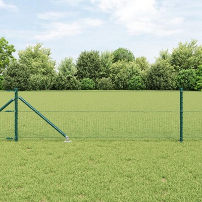 &amp;Icirc;ngrădire hexagonală vidaXL Verde 0.6x50 m Oțel, St&amp;acirc;lpi &amp;icirc;ngrădire vidaXL cu v&amp;acirc;rf 13 buc &amp;Oslash;32 mm 80 cm Oțel galvanizat foto