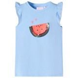 Tricou pentru copii cu m&acirc;neci cu volane, albastru deschis, 140