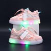 Adidasi roz cu dungi colorate si luminite (Marime Disponibila: Marimea 23), Superbaby