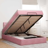 vidaXL Cadru de pat otoman cu saltea, catifea roz 120x200cm 3311842