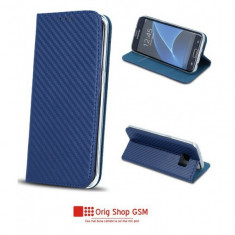 Husa flip carte carbon samsung g390 galaxy xcover4 blue foto