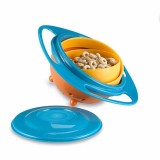 Cumpara ieftin Bol Rotativ 360&deg; Gyro Bowl Antivarsare Copii Bebe, Verde/Portocaliu, Plastic, Diametru 18cm, Vesela Copii