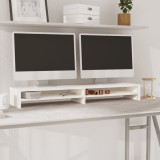 Stand pentru monitor, alb, 100x24x13 cm, lemn masiv de pin, vidaXL