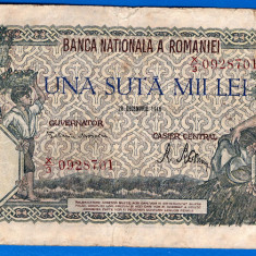 (68) BANCNOTA ROMANIA - 100.000 LEI 1946 (20 DECEMBRIE 1946), FILIGRAN ORIZONTAL