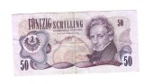 Bancnota Austria 50 schilling 2 ianuarie 1970, circulata, cu pliuri