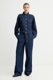 Marc O&#039;Polo salopeta jeans culoarea albastru marin, bumbac, cu guler, 5000006876
