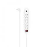 Prelungitor, HAMA, USB 3.4A, 5 prize, 2x USB, 3400mA, 1.4m, 3680W, Alb