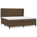 Cumpara ieftin Pat box spring cu saltea, maro inchis, 200x200 cm, textil