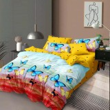 Lenjerie pat dublu,bumbac finet,6 piese,cearceaf normal 220x240cm, cearceaf pilota 200x220cm, 2 fete de perna 50x70, 2 fete de perna 70x70-M139