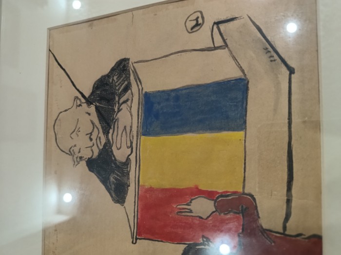 desen reprezentand pe ALEXANDRU MARGHILOMAN ,lucrarea artistului Nicolae -PETRESCU- Gaina.Lucrare autentica , semnata .