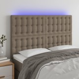 Cumpara ieftin Tăblie de pat cu LED, gri taupe, 144x5x118/128 cm, textil