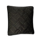 Perna decorativa, 45x45 cm, Negru cu linii, Poliester, ATU-087683, Oem