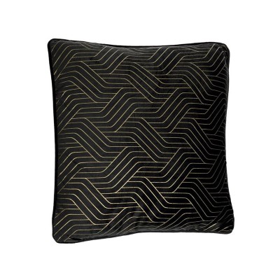 Perna decorativa, 45x45 cm, Negru cu linii, Poliester, ATU-087683 foto
