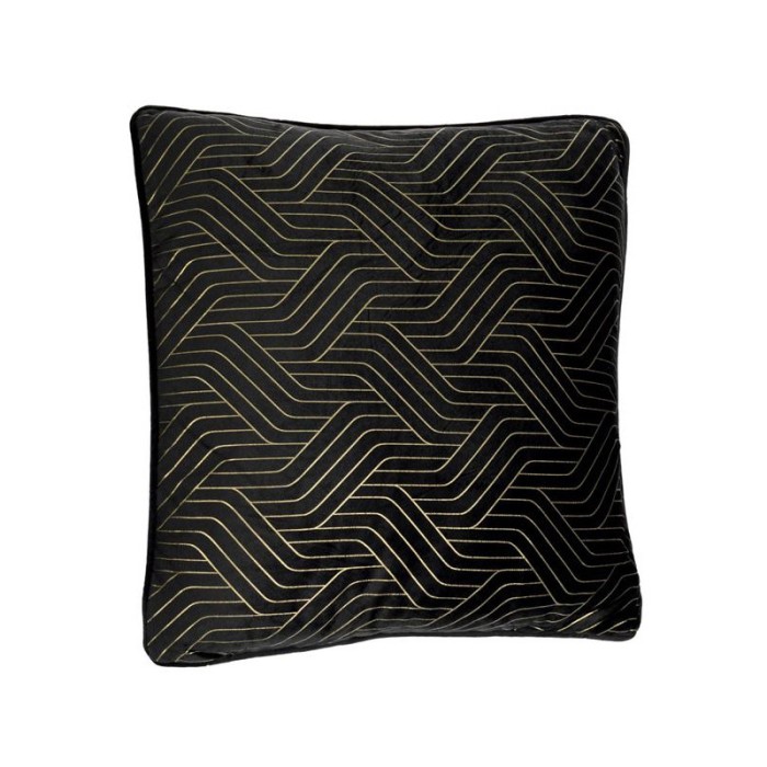 Perna decorativa, 45x45 cm, Negru cu linii, Poliester, ATU-087683