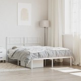 Gossi cadru de pat metalic cu tablie, alb, 135x190 cm