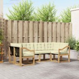 vidaXL Set Canapele Exterior Alb Crem Lemn Acacia Textilena Perna Confort Gradina 6 Piese